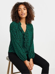M&Co Green Notch Neck Blouse - Image 1 of 5