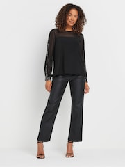 M&Co Black Sequin Sleeve Detail Blouse - Image 2 of 5