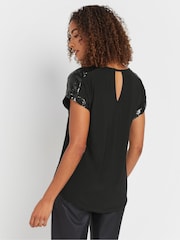 M&Co Black Sequin Shoulder Blouse - Image 3 of 5