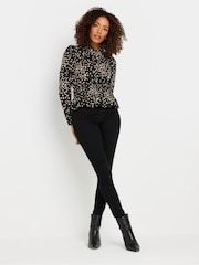 M&Co Black Heart Shirred Waist Peplum Top - Image 2 of 5