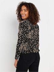 M&Co Black Heart Shirred Waist Peplum Top - Image 3 of 5