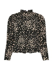 M&Co Black Heart Shirred Waist Peplum Top - Image 5 of 5