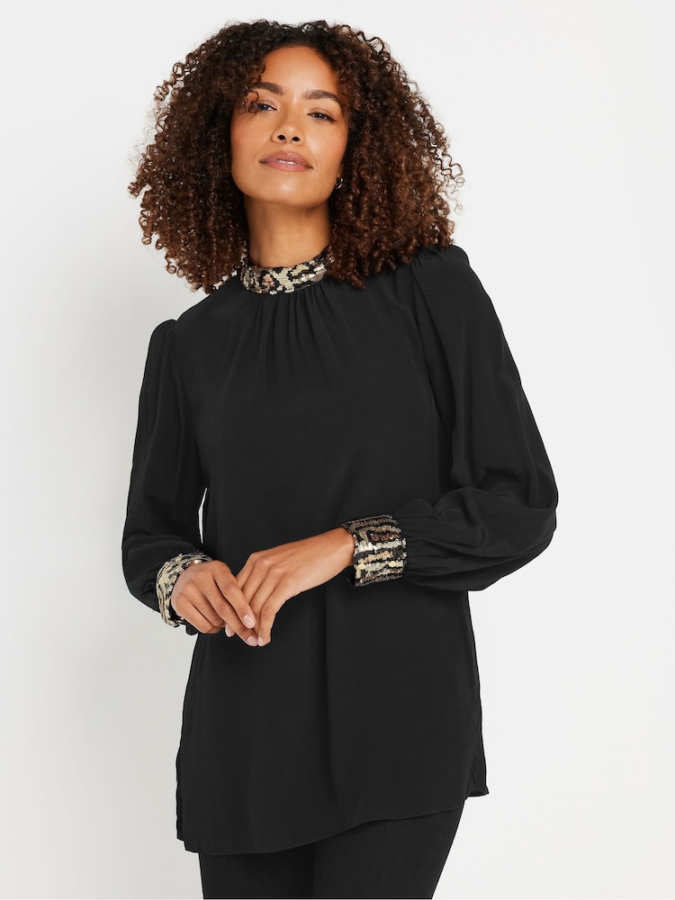 M&Co Sequin Collar & Cuff Blouse - Image 1 of 5