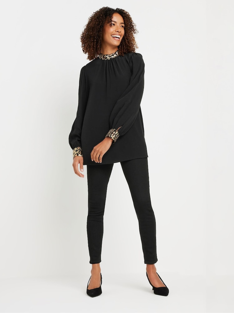 M&Co Sequin Collar & Cuff Blouse - Image 2 of 5