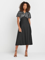 M&Co Black Sequin Top Dress - Image 1 of 5