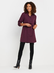 M&Co Red Tie Waist Longline Shirt - Image 1 of 5