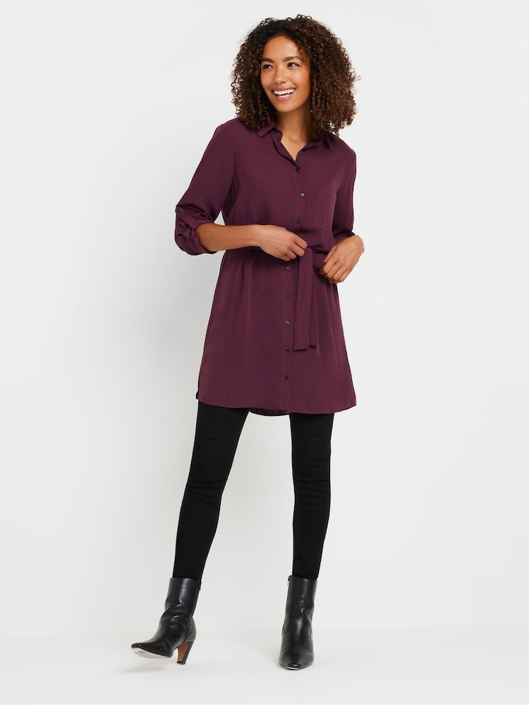 M&Co Red Tie Waist Longline Shirt - Image 1 of 5