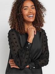 M&Co Black Dobby Sleeve Blouse - Image 3 of 5