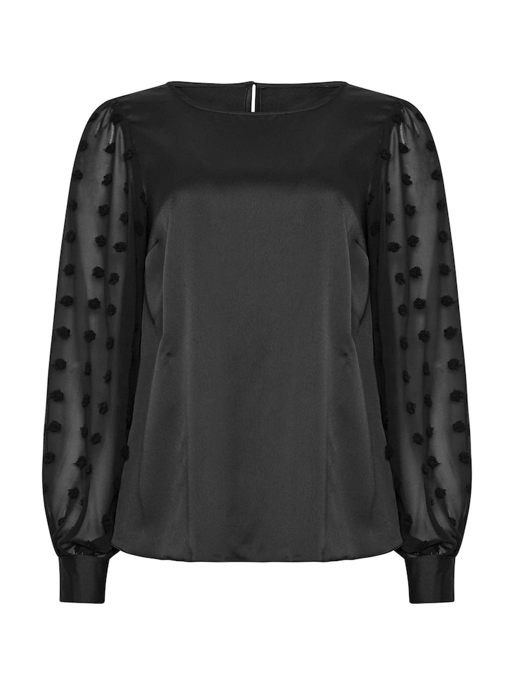 M&Co Black Dobby Sleeve Blouse - Image 5 of 5
