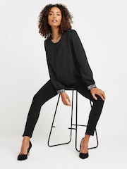 M&Co Black Embellished Cuffed Pleated Blouse - Image 3 of 5