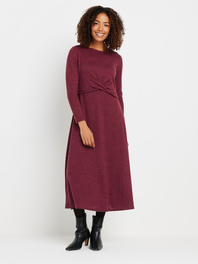 M&Co Red Twist Detail Dress - Image 1 of 5