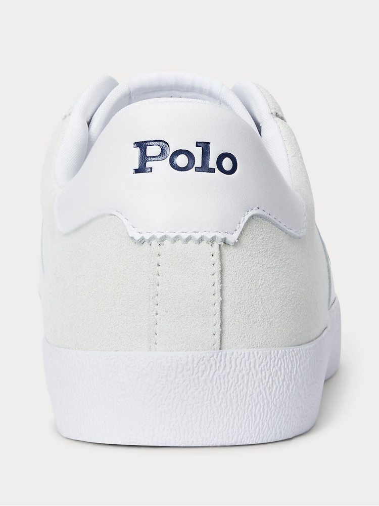 Polo Ralph Lauren White Court Suede Panel Trainers - Image 2 of 5