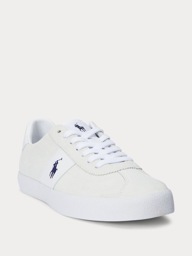 Polo Ralph Lauren White Court Suede Panel Trainers - Image 3 of 5
