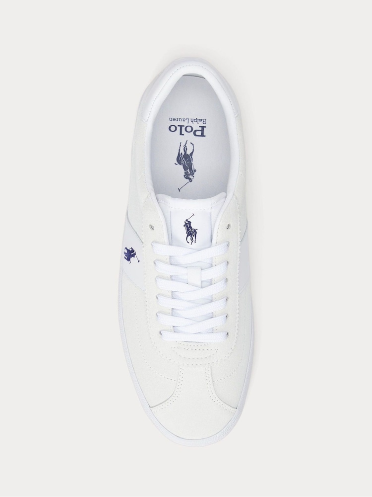 Polo Ralph Lauren White Court Suede Panel Trainers - Image 4 of 5