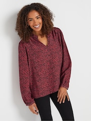 M&Co Red Notch Neck Blouse - Image 1 of 5