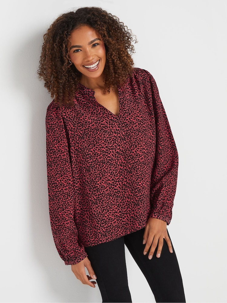 M&Co Red Notch Neck Blouse - Image 1 of 5