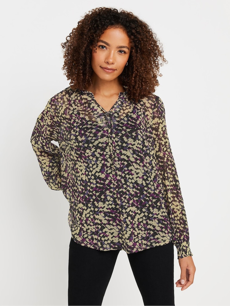 M&Co Natural Frill Collar Shimmer Blouse - Image 1 of 5