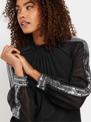 M&Co Black Sequin Collar & Cuff Blouse - Image 2 of 5