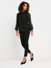 M&Co Black Sequin Collar & Cuff Blouse - Image 3 of 5