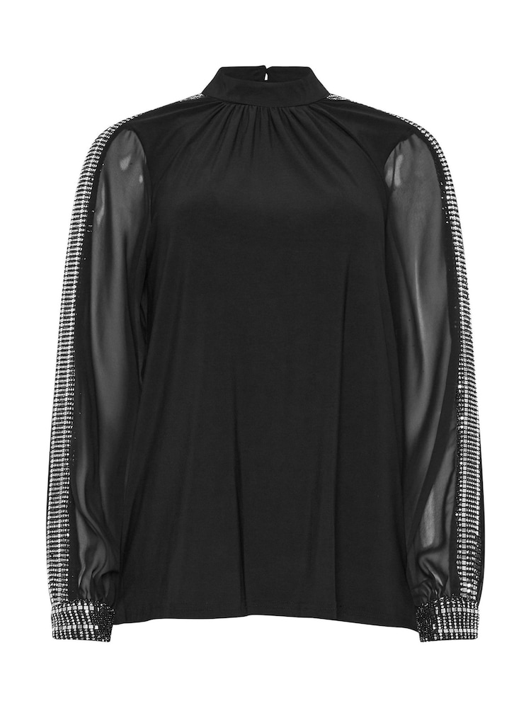 M&Co Black Sequin Collar & Cuff Blouse - Image 5 of 5