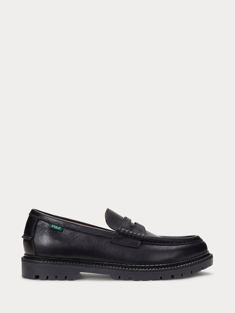 Polo Ralph Lauren Black Jett Penny Leather Loafers Shoes - Image 1 of 4 Polo Ralph Lauren Black Jett Penny Leather Loafers Shoes - Image 1 of 4