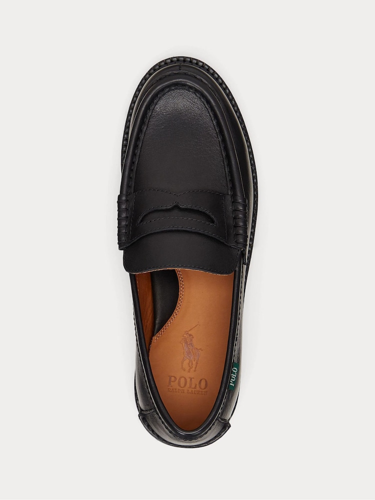 Polo Ralph Lauren Black Jett Penny Leather Loafers Shoes - Image 4 of 4