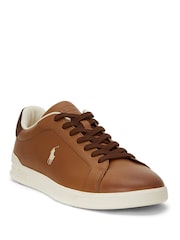 Polo Ralph Lauren Brown Heritage Court II Leather Trainers - Image 2 of 4