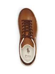 Polo Ralph Lauren Brown Heritage Court II Leather Trainers - Image 3 of 4