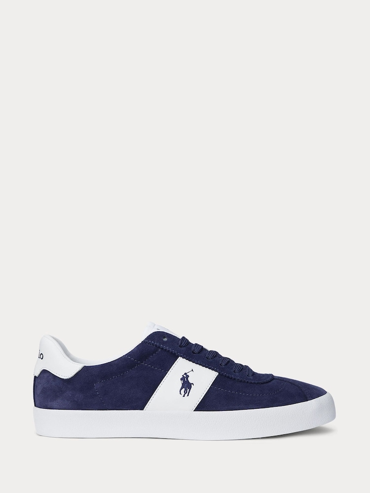 Polo Ralph Lauren Blue Court Suede Panel Trainers - Image 1 of 6