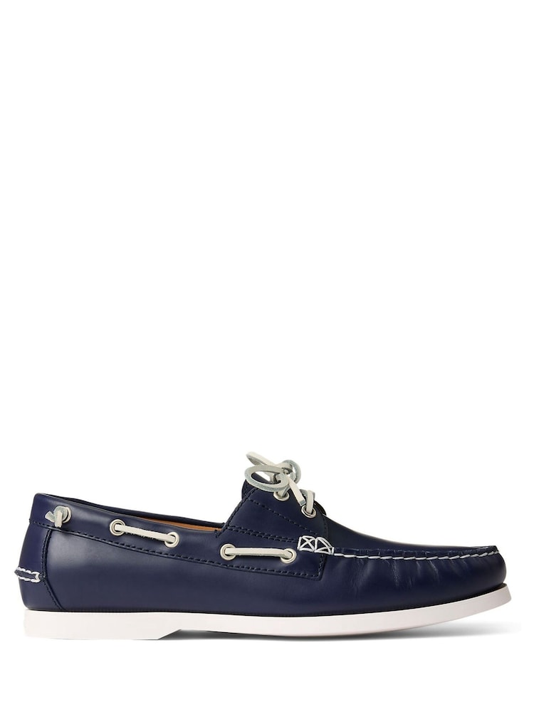 Polo Ralph Lauren Blue Merton Leather Boat Shoes - Image 1 of 4