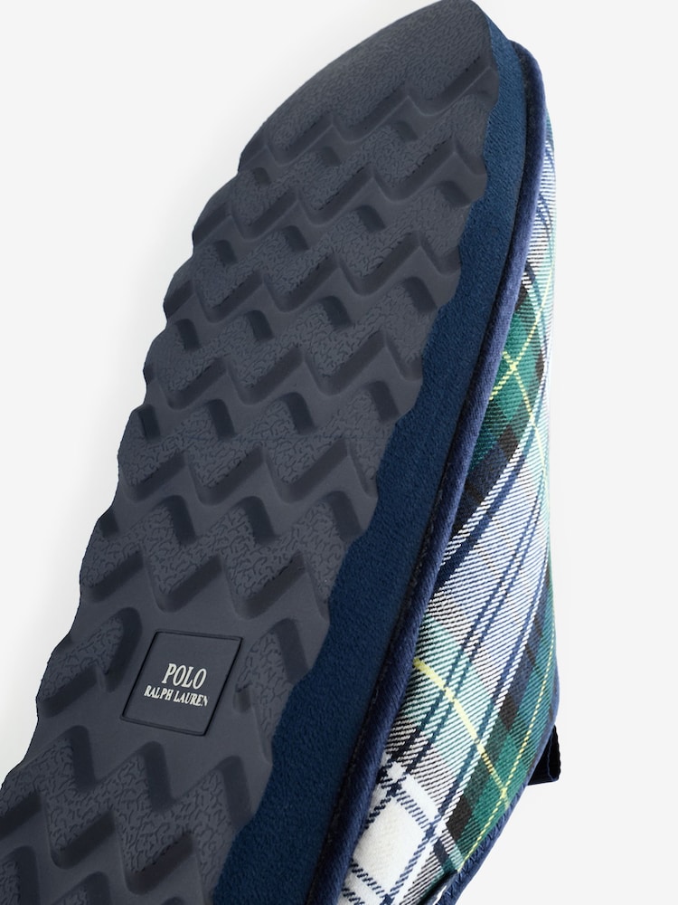 Buy Polo Ralph Lauren Blue Everett II Quilted Check Slippers  display picture 3