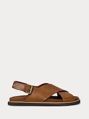 Polo Ralph Lauren Brown Zane Leather Cross Strap Sandals - Image 1 of 5