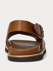 Polo Ralph Lauren Brown Zane Leather Cross Strap Sandals - Image 3 of 5