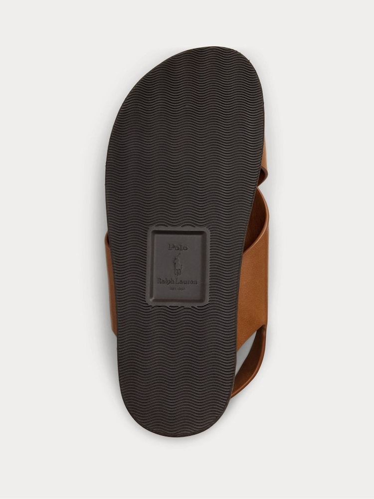 Polo Ralph Lauren Brown Zane Leather Cross Strap Sandals - Image 5 of 5