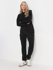 Long Tall Sally Black Ribbed Cargo Joggers - Image 1 of 5
