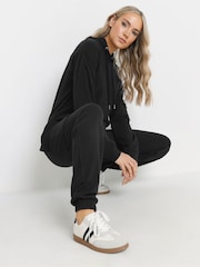 Long Tall Sally Black Ribbed Cargo Joggers - Image 4 of 5