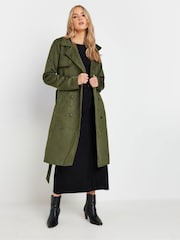 Long Tall Sally Khaki Green Faux Suede Midi Trench Coat - Image 4 of 9