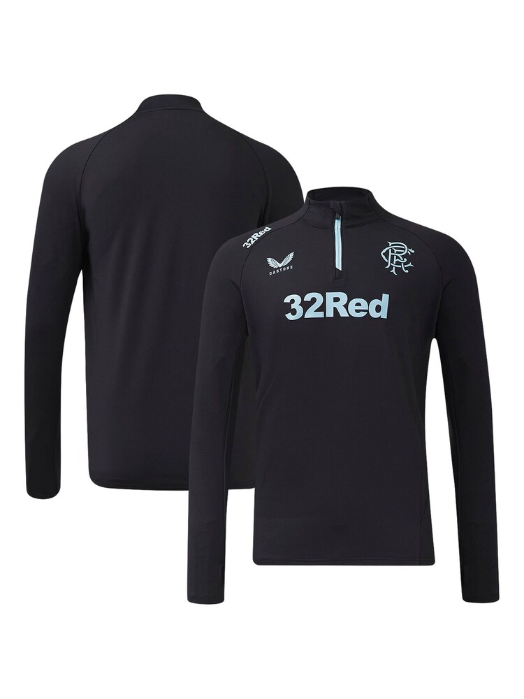 Castore Black Glasgow Rangers Coaches Training Quarter Zip Midlayer Sweatshirt - Image 1 of 3