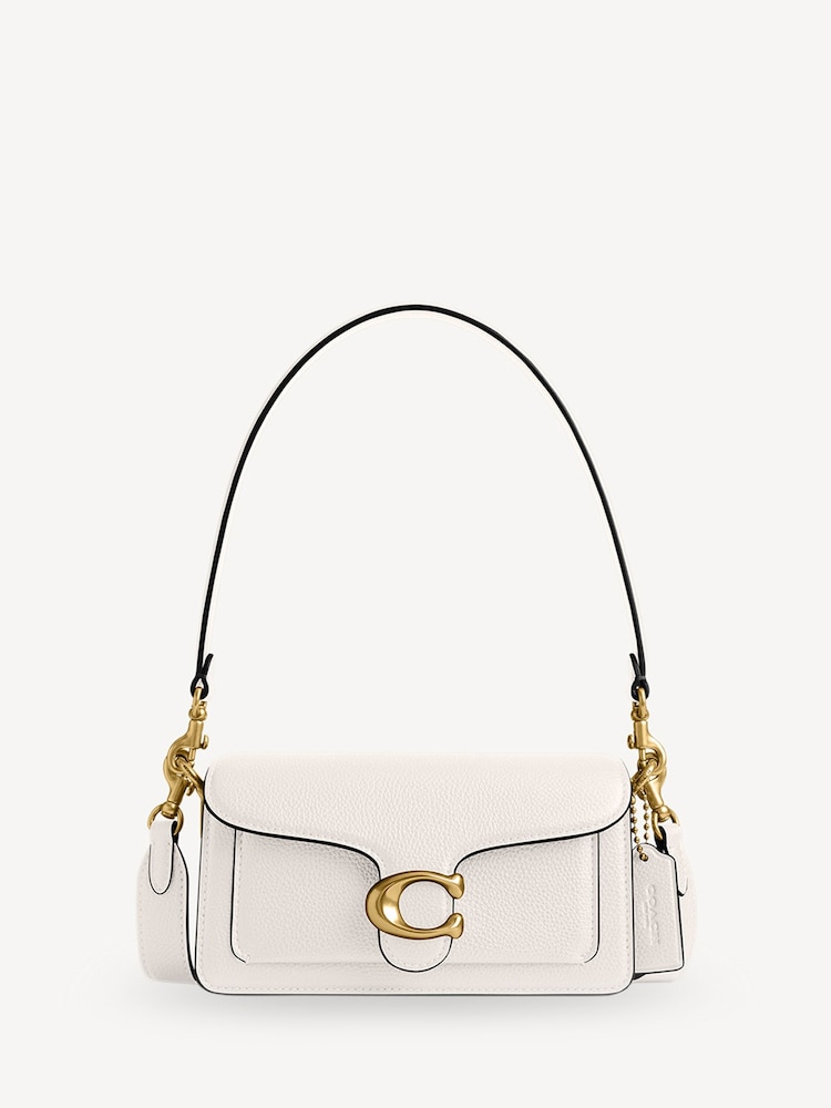 COACH White Polished Pebble Leather Tabby 20 Shoulder Bag - Image 1 of 7
