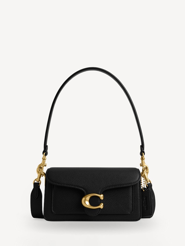 COACH Black/chrome Polished Pebble Leather Tabby 20 Shoulder Bag - Image 1 of 6