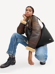 COACH Black Brown Juliet Slouchy Shoulder Bag 38 - Image 3 of 8