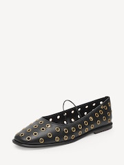 COACH Black/Gold Emilia Grommets Mary Jane Shoes - Image 3 of 7