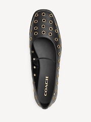 COACH Black/Gold Emilia Grommets Mary Jane Shoes - Image 4 of 7