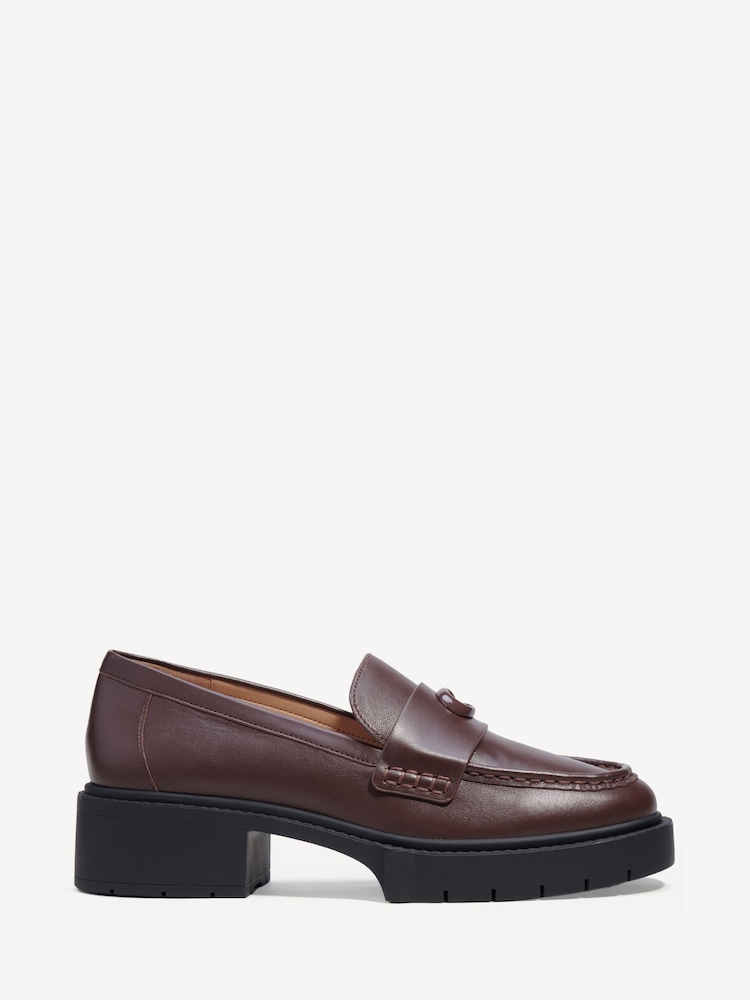 COACH Brown Leah Platfrom Loafers - Image 1 of 7 COACH Brown Leah Platfrom Loafers - Image 1 of 7