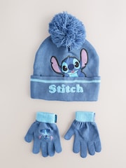 Character Blue Disney Lilo And Stitch Winter Hat And Gloves Set - Image 1 of 4