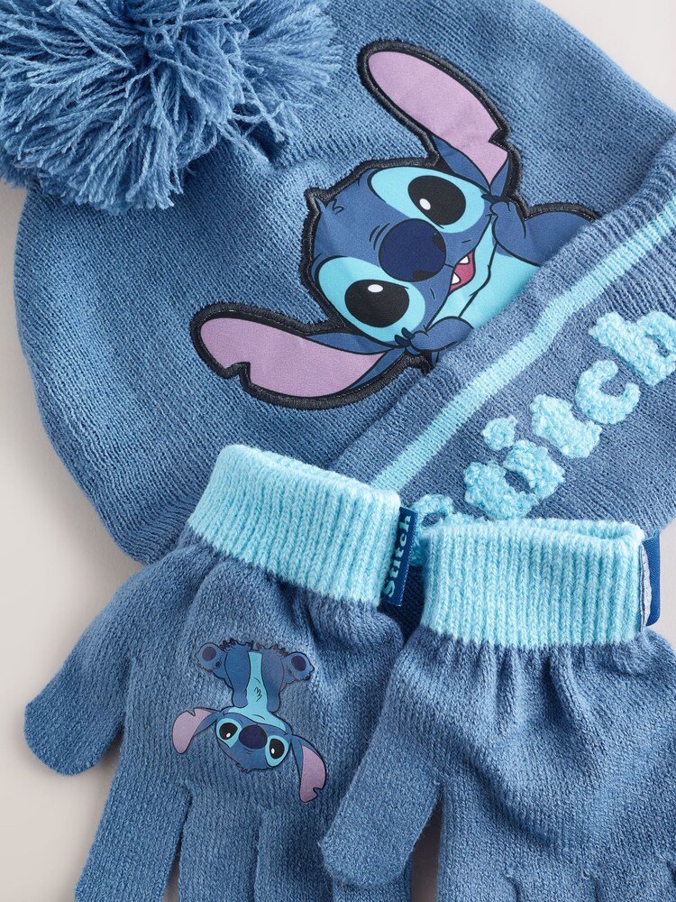 Character Blue Disney Lilo And Stitch Winter Hat And Gloves Set - Image 2 of 4