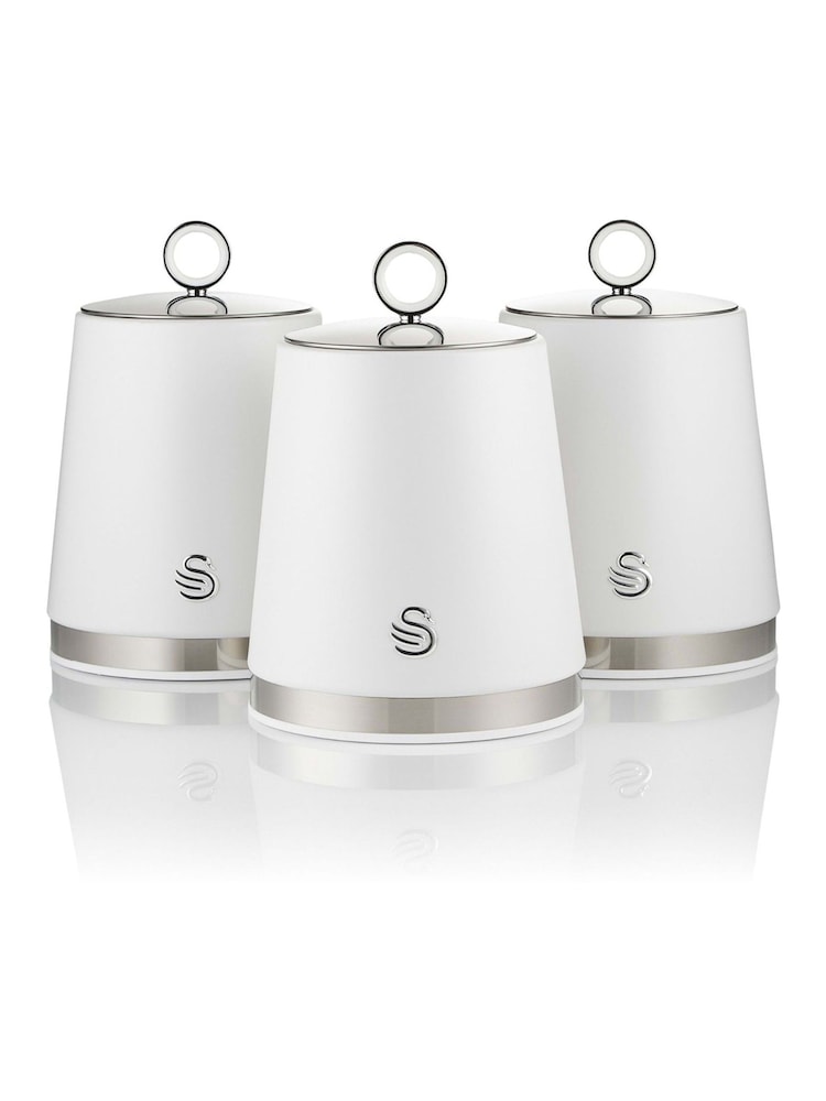 Swan White Serenity Set of 3 Kitchen Storage Canisters - Image 1 of 11