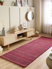 Origin Rug Collection Red Fine Stripes Wool Runner - Image 1 of 5