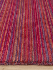 Origin Rug Collection Red Fine Stripes Wool Runner - Image 3 of 5