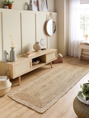 Origin Rug Collection. Cream Jute Border Runner - Image 1 of 4
